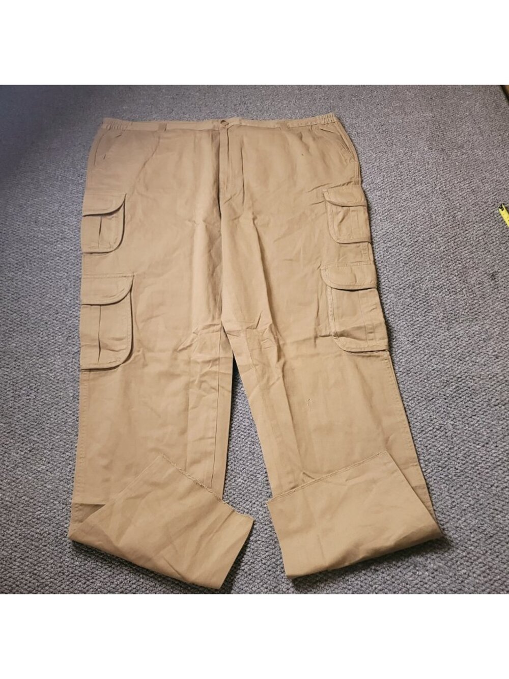 KingSize Cargo Pants Mens 50 x38L Big Tall Khaki Elastic LL Chino y2K Beige